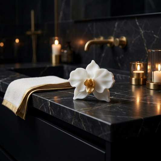 orchid ritual soap in the bathroom